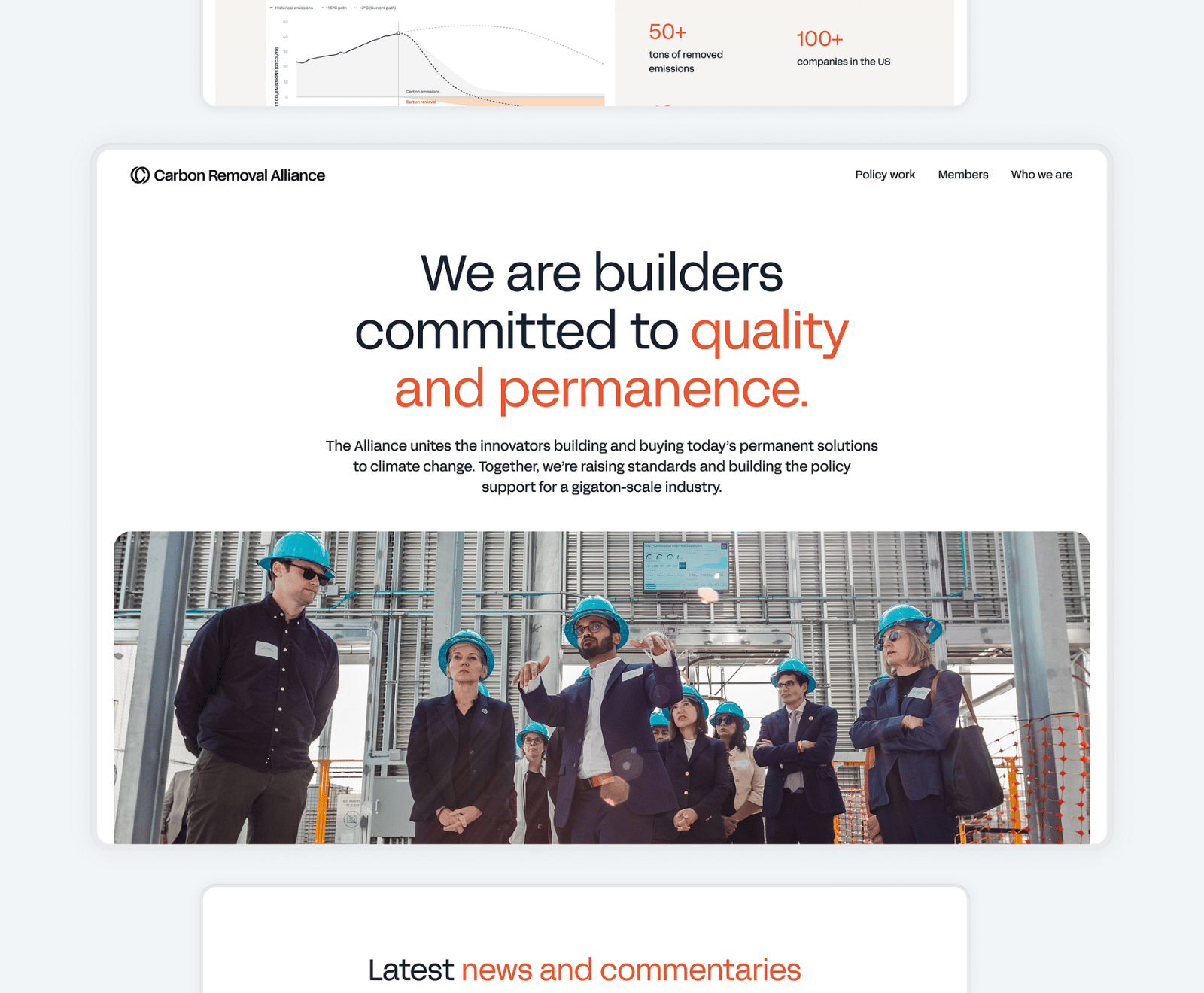 A website the Carbon Removal Alliance runs without developers