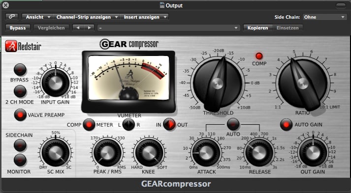 User interface of digital audio program with controllers look like physical control knobs.